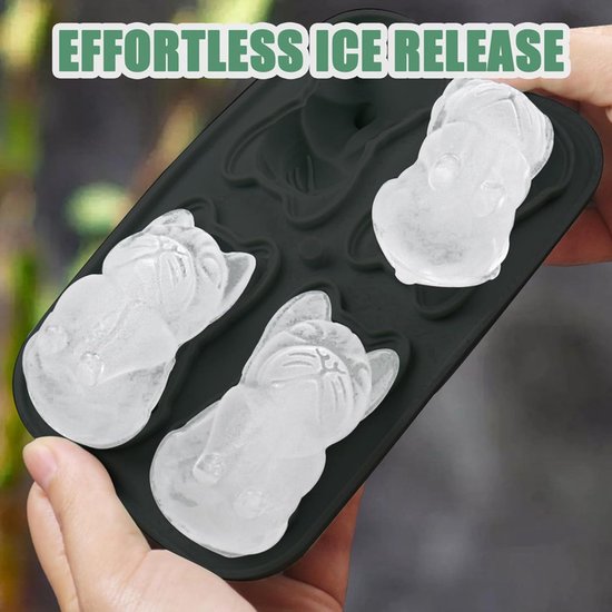 3D French Bulldog Ice Cube Mold - With Integrated Funnel - Cute Dog Shape - Silicone &amp; Easy De-molding
