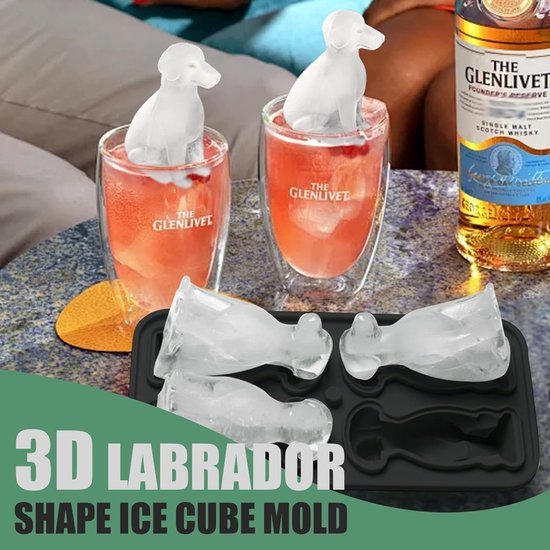 3D Labrador Ice Cube Mold - With Integrated Funnel - Dog Friendly Shape - Silicone &amp; Easy De-molding