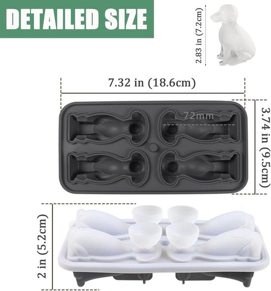 3D Labrador Ice Cube Mold - With Integrated Funnel - Dog Friendly Shape - Silicone &amp; Easy De-molding