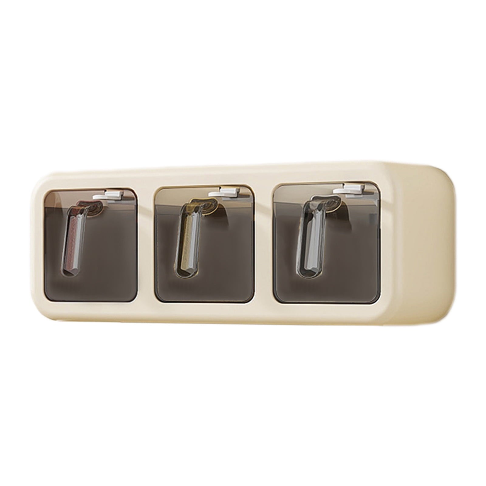 Spice Jars Set, 3 Grids Spice Rack Seasoning Containers Set, Condiment Jars with Spice Drawer Organizer for Kitchen Khaki