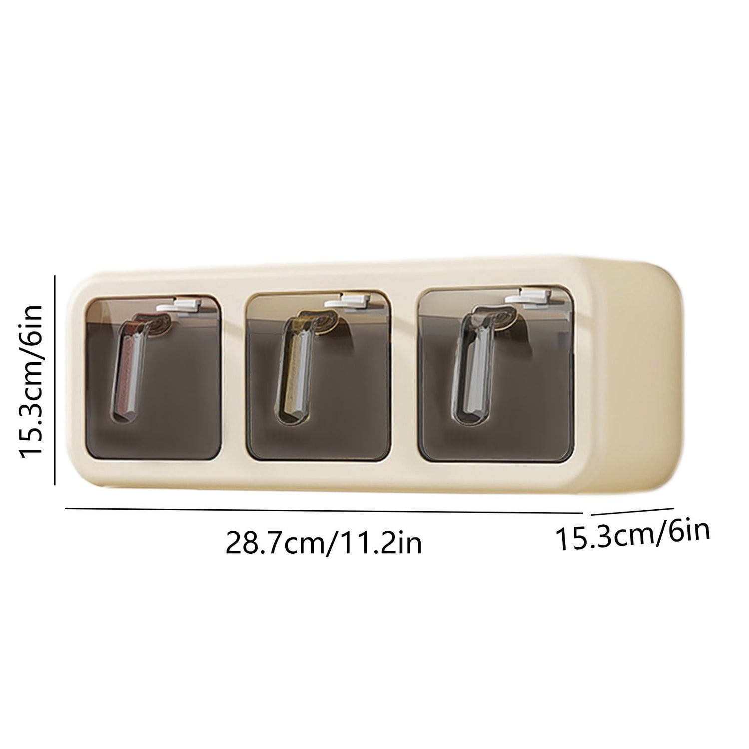 Spice Jars Set, 3 Grids Spice Rack Seasoning Containers Set, Condiment Jars with Spice Drawer Organizer for Kitchen Khaki