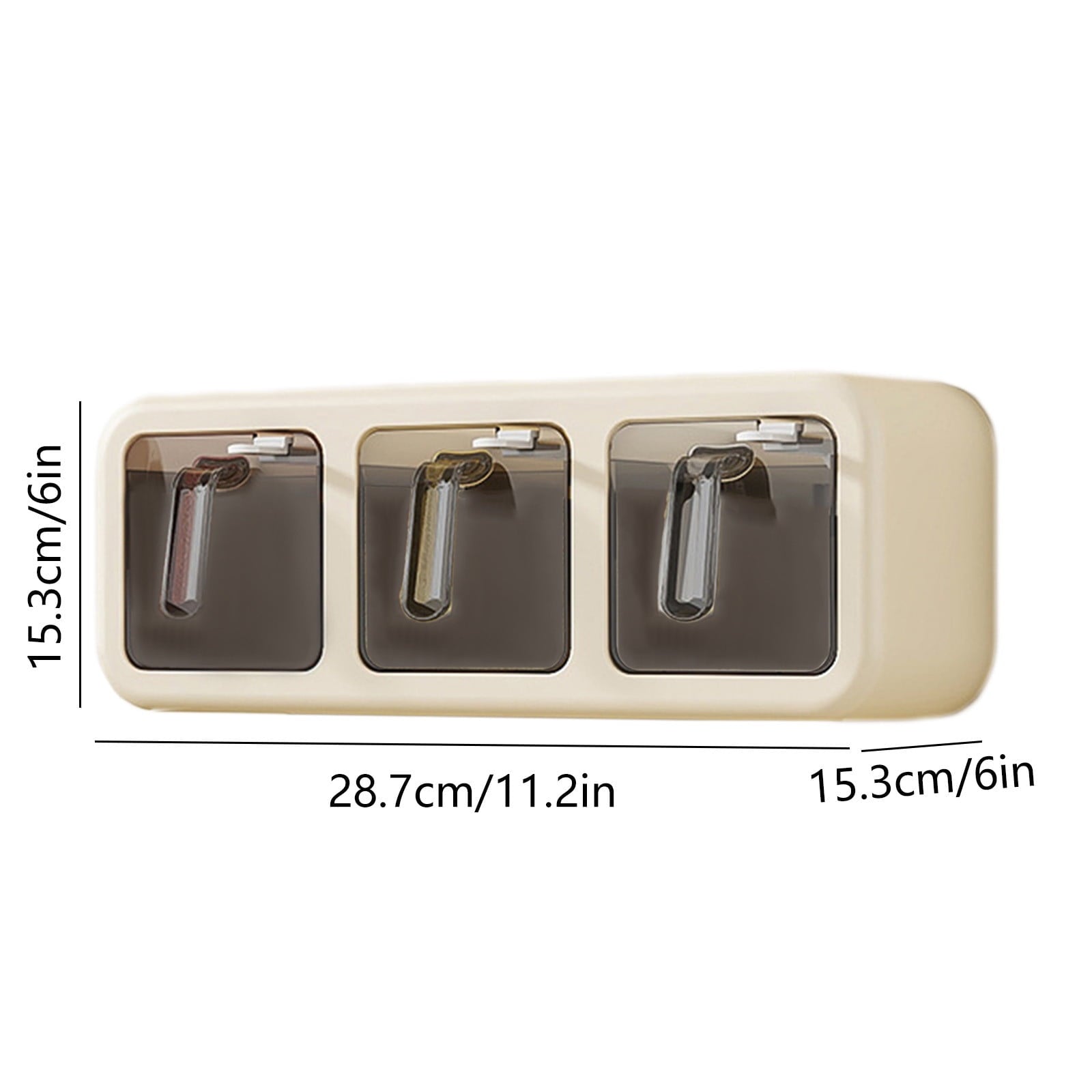 Spice Jars Set, 3 Grids Spice Rack Seasoning Containers Set, Condiment Jars with Spice Drawer Organizer for Kitchen Khaki