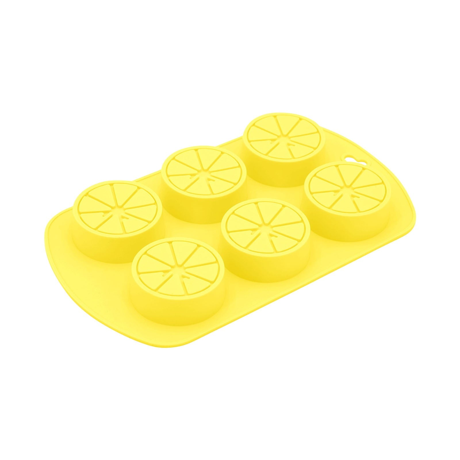 Friut Shaped Silicone Mold, 6 Cavity Lemon 3D Bakeware Mold, Nonstick Food Grade Mold for Soap, Candies, Fondant, Chocolate Yellow