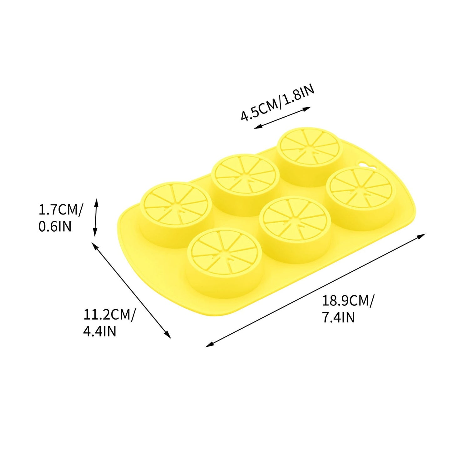 Friut Shaped Silicone Mold, 6 Cavity Lemon 3D Bakeware Mold, Nonstick Food Grade Mold for Soap, Candies, Fondant, Chocolate Yellow