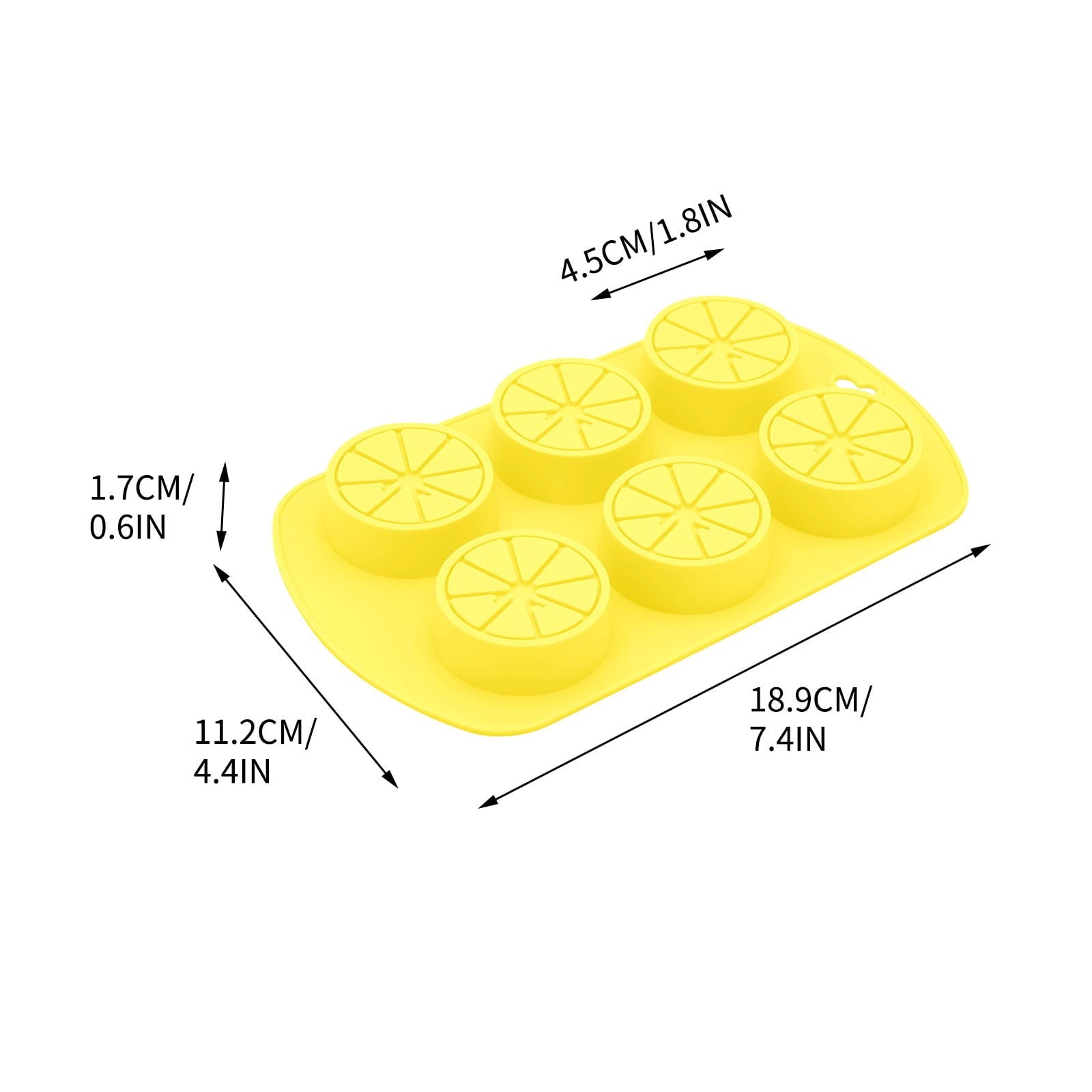 Friut Shaped Silicone Mold, 6 Cavity Lemon 3D Bakeware Mold, Nonstick Food Grade Mold for Soap, Candies, Fondant, Chocolate Yellow