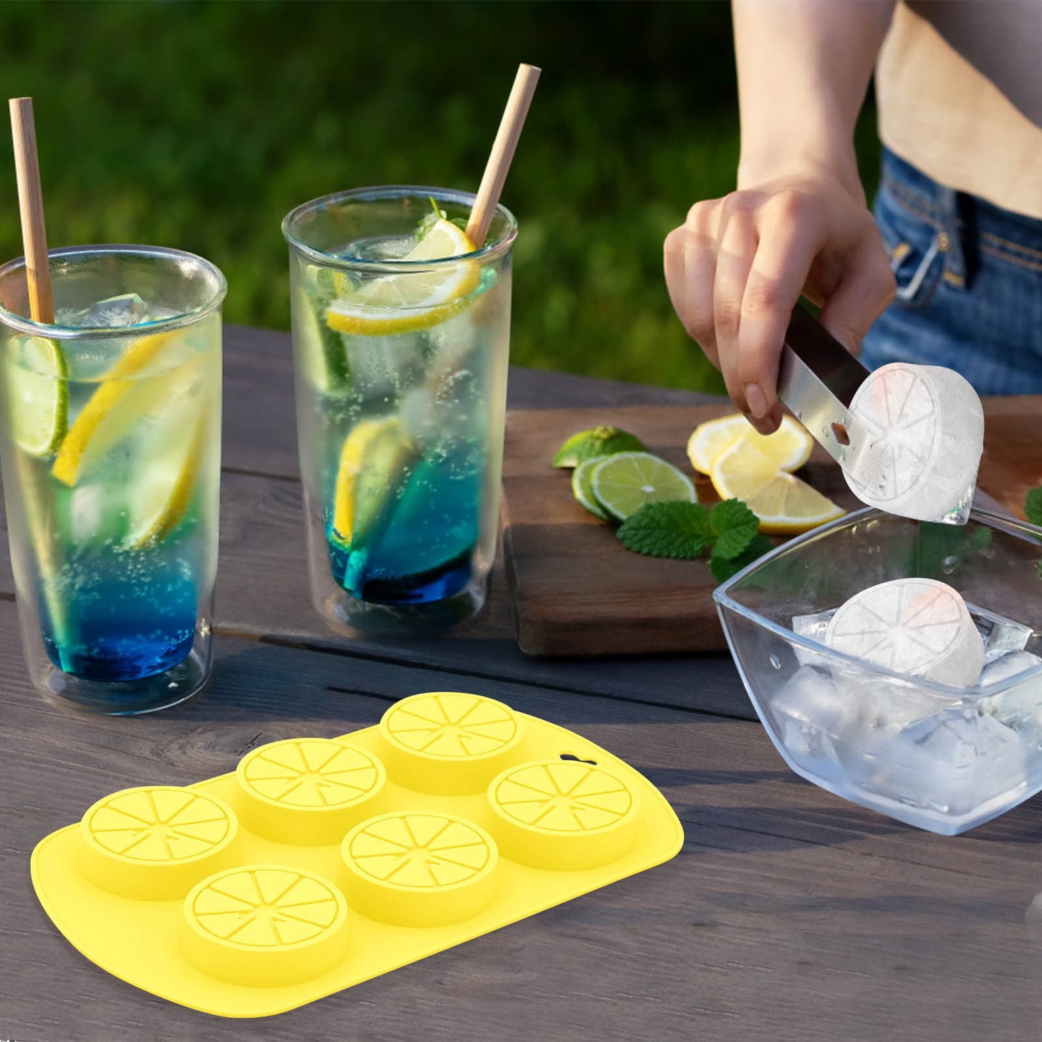 Friut Shaped Silicone Mold, 6 Cavity Lemon 3D Bakeware Mold, Nonstick Food Grade Mold for Soap, Candies, Fondant, Chocolate Yellow