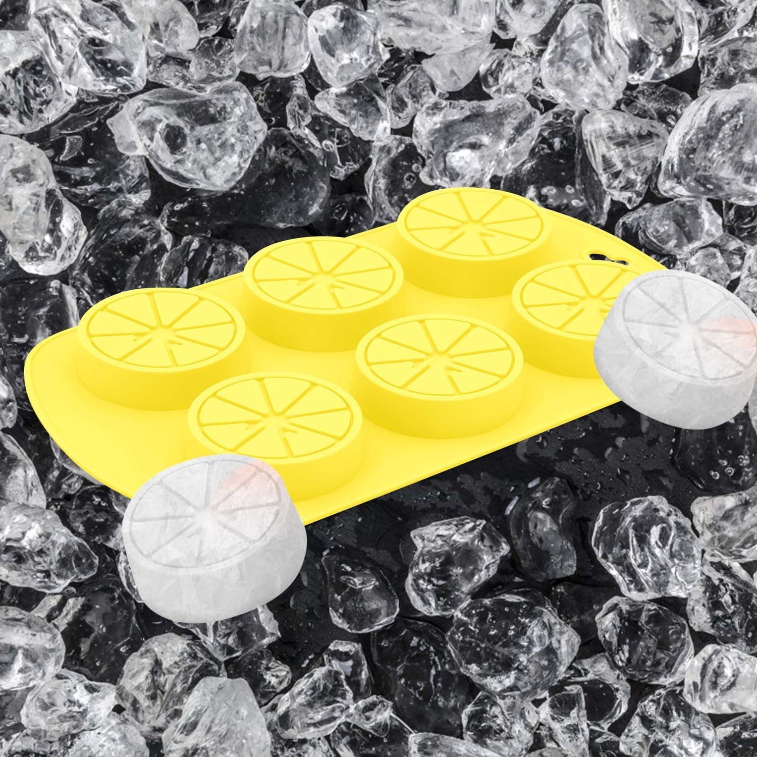 Friut Shaped Silicone Mold, 6 Cavity Lemon 3D Bakeware Mold, Nonstick Food Grade Mold for Soap, Candies, Fondant, Chocolate Yellow