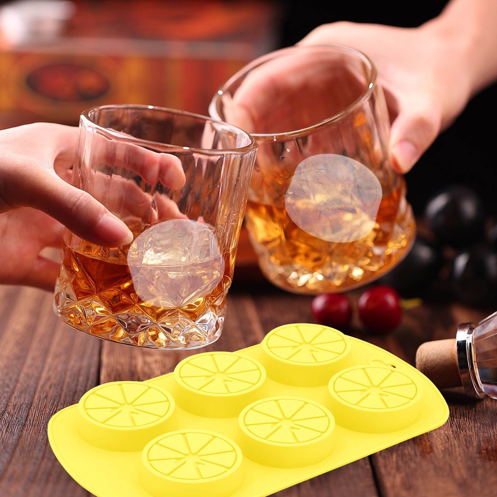 Friut Shaped Silicone Mold, 6 Cavity Lemon 3D Bakeware Mold, Nonstick Food Grade Mold for Soap, Candies, Fondant, Chocolate Yellow