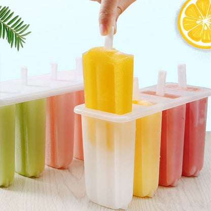 Popsicle Molds 4 Cavities BPA Free Silicone Popsicle Molds, Ice Molds Silicone Popsicle Maker Homemade Ice Cream Mold, Reusable Multicolor