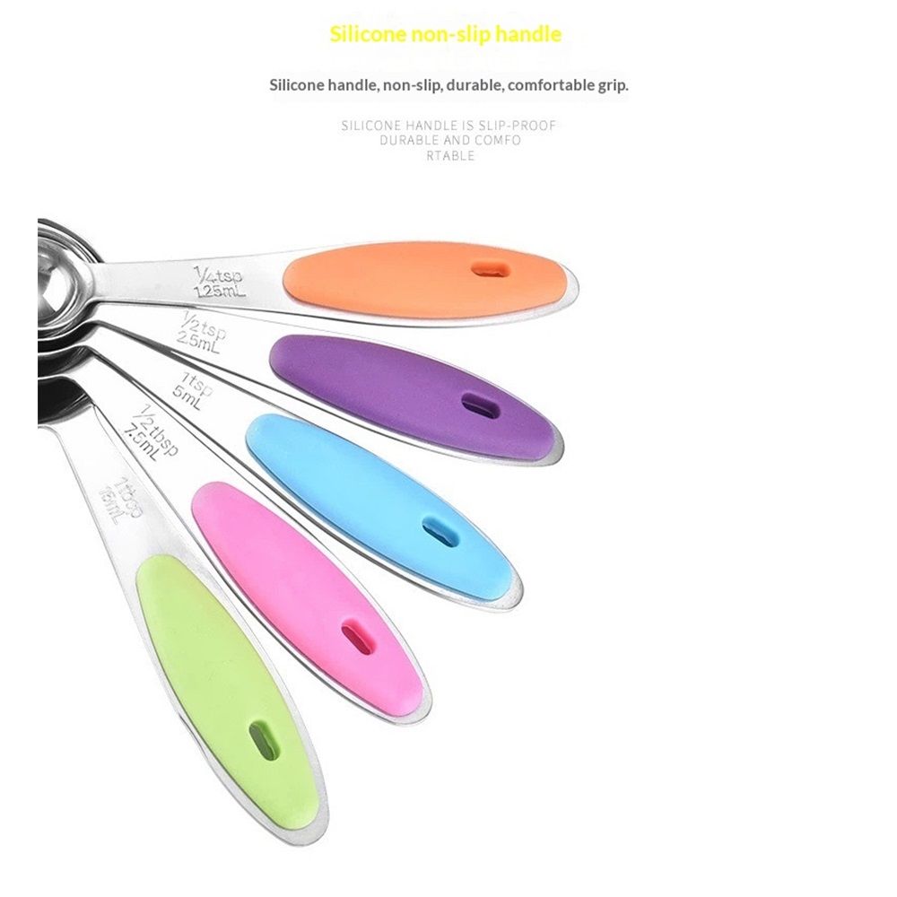 Stainless Steel Measuring Cups Set of 5 – Nesting Measuring Cups for Kitchen – Dry &amp; Liquid Measurements, Dishwasher Safe, Ergonomic Design with Colored Handles