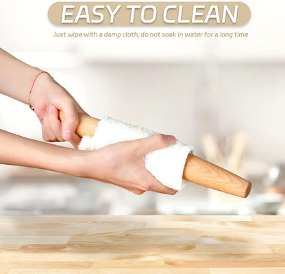 Classic French Rolling Pin for Baking - Beech Wood Tapered Rolling Pin Dough Roller for Pizza Dough, Pie Crust Cookie Fondant Dumpling 11.81-Inch