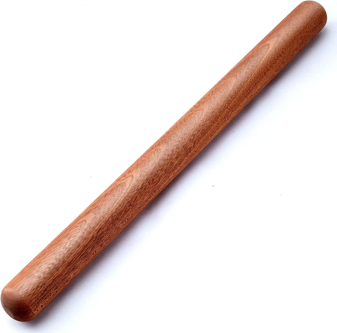 French Rolling Pin, 17.7 Inches Wood Rolling Pin for Baking Extra Lg Thickened, Classic Wooden Dough Roller for Fdant Pizza Pie Crust Cookie Pastry, Essential Kitchen Utensil, Brown