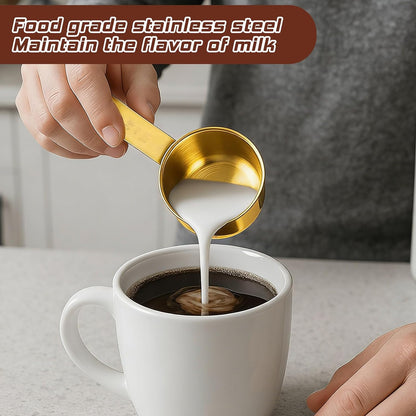 1/4 Cup Measuring Cups, 4 Pcs Golden Stainless Steel Measuring Scoop Gold Kitchen Accessories Metal 2 oz Cups for Baking Cooking Dry and Liquid Ingredient, Dishwasher Safe