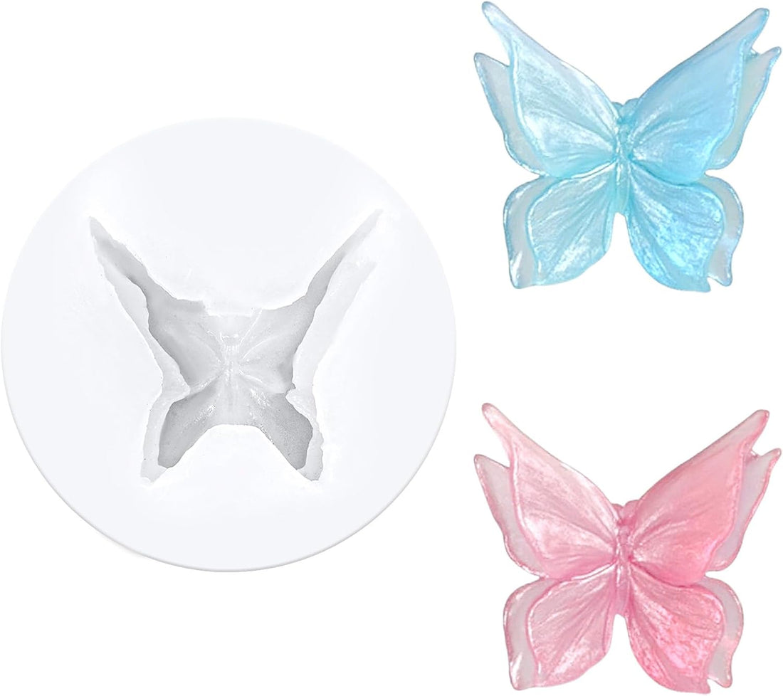 3D Flower Butterfly Silicone Molds, Butterfly Chocolate Fondant Soap Mold Double Layered Epoxy Resin Molds for Candy, DIY Scented Candles, Plaster, Cake Decorating and Crafts (White)