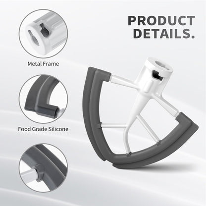 Flex Edge Beater For Kitchenaid Mixer Accessory,Kitchen Aid Attachments For Mixer,Fits Tilt-Head Stand Mixer Bowls For 4.5-5 Quart Bowls,Beater With Silice Edges,Grey