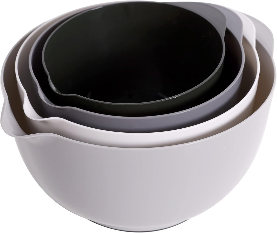 Classic Mixing Bowl Set, BPA Free Plastic, Microwave and Dishwasher Safe (Set of 4, Grey),3.5 quarts