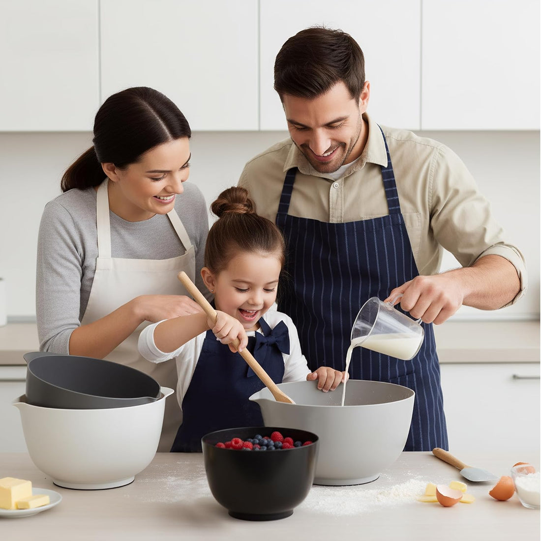 Classic Mixing Bowl Set, BPA Free Plastic, Microwave and Dishwasher Safe (Set of 4, Grey),3.5 quarts