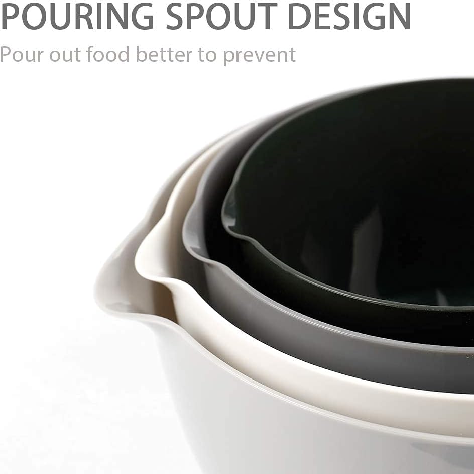 Classic Mixing Bowl Set, BPA Free Plastic, Microwave and Dishwasher Safe (Set of 4, Grey),3.5 quarts