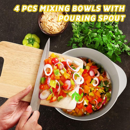 Classic Mixing Bowl Set, BPA Free Plastic, Microwave and Dishwasher Safe (Set of 4, Grey),3.5 quarts