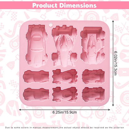 Race Car Silicone Mold,Silicone Car Chocolate Mold,9 Cavity 3D Sports Car DIY Silicone Baking Tool for Cake Decorations, Jello, Candy, Gummy,Fondant