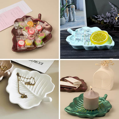 Leaf Silicone Molds for Resin, Large Tray Mold for Epoxy Resin, 3D Leaf Jewelry Plate, Concrete, Plaster, and Clay Casting Molds for Art, Storage Container, Trinket Dish, Home Decor