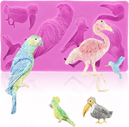 Fondant Molds, Silicone Flamingo Birds Mold 3D Bird Mould for Cupcake Cake Chocolate Decoration