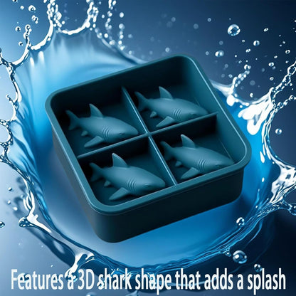 Shark Silicone Ice Molds - 3D Silicone Fun Shark Cube Maker - 4 Shark Fin Ice Cube Molds - Suitable for cold drinks, parties and home entertainment (3 pieces)