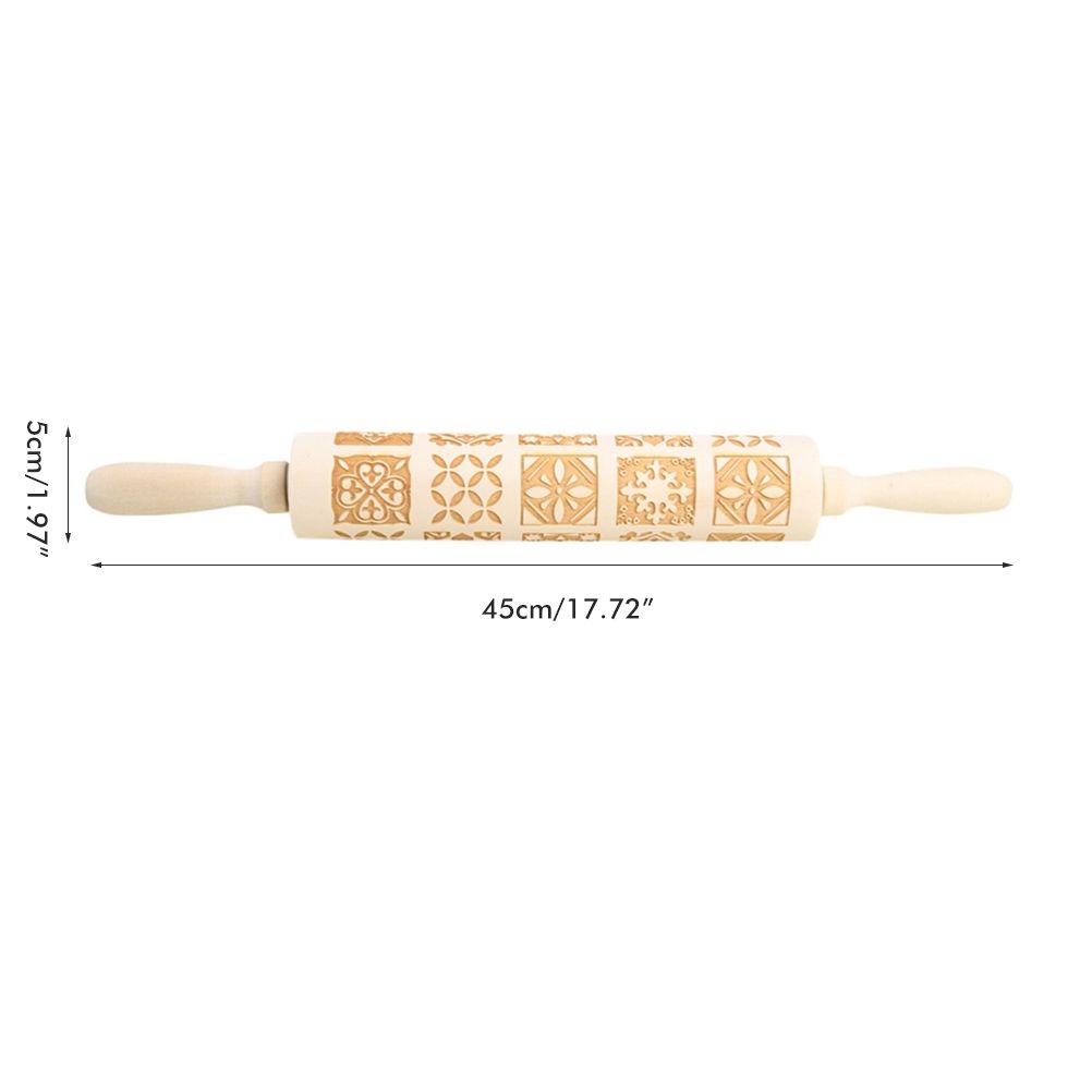 Christmas Engraved Rolling Pin Wooden Embossing Rolling Dough Roller 20 Patterned Pastry Roller for Xmas Baking Embossed