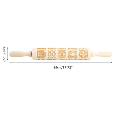 Christmas Engraved Rolling Pin Wooden Embossing Rolling Dough Roller 20 Patterned Pastry Roller for Xmas Baking Embossed