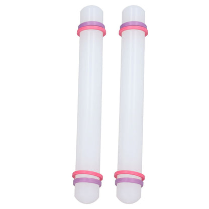 2Pcs Plastic Rolling Pin Safe Durable Sturdy Plastic Nonstick Surface Wide Application Small Rolling Pin