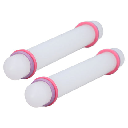 2Pcs Plastic Rolling Pin Safe Durable Sturdy Plastic Nonstick Surface Wide Application Small Rolling Pin