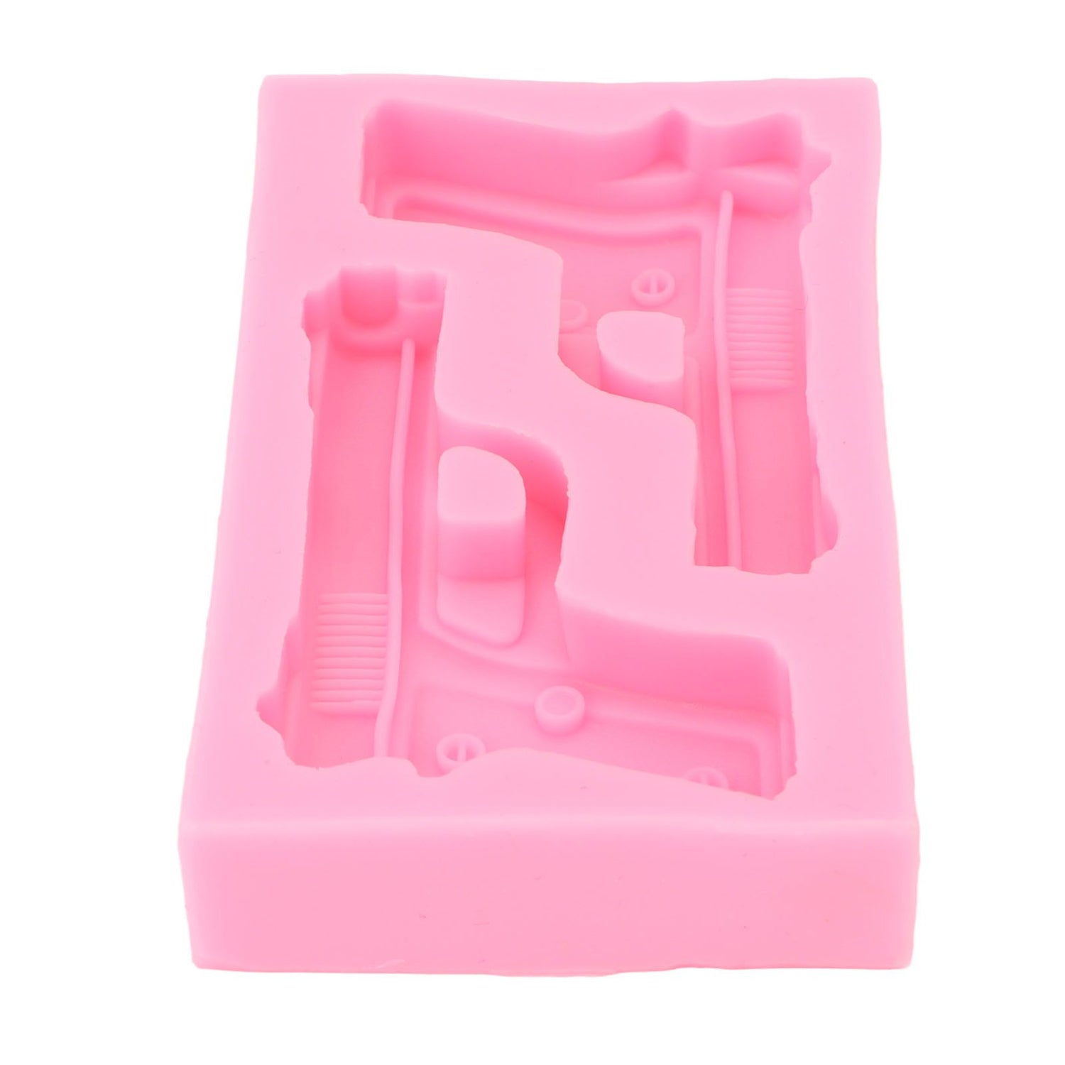 3D Weapon Shape Silicone Molds Pistol Shaped Baking Molds for Making Cake Chocolate Candy Crafting Pink