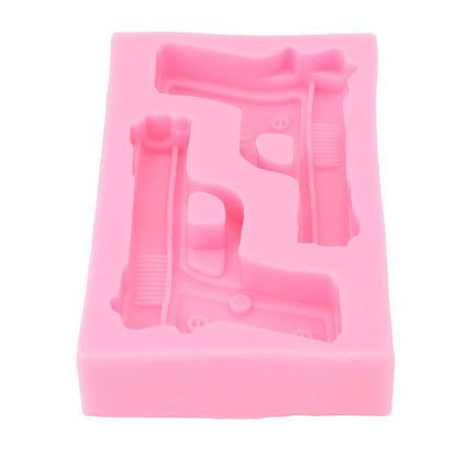 3D Weapon Shape Silicone Molds Pistol Shaped Baking Molds for Making Cake Chocolate Candy Crafting Pink