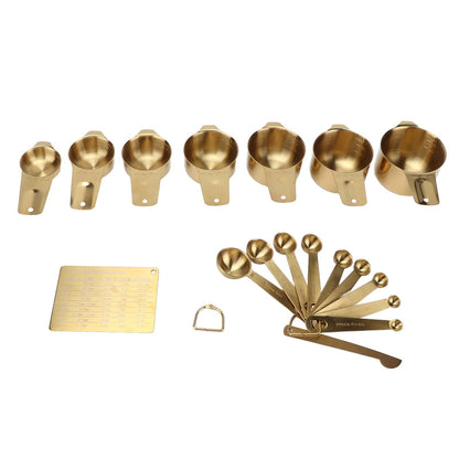18PCS Measuring Cup Stainless Steel Gold Coffee Spoon Cup Set Baking Scale Measuring Scoop Cup Set