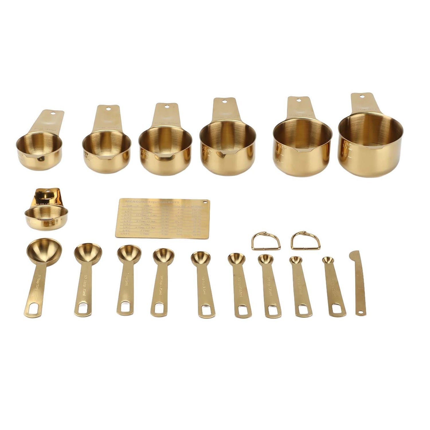 18PCS Measuring Cup Stainless Steel Gold Coffee Spoon Cup Set Baking Scale Measuring Scoop Cup Set