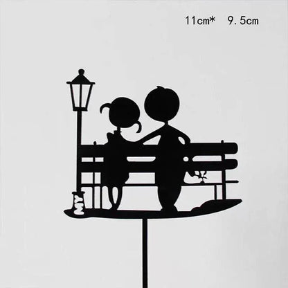 Happy Birthday Acrylic Cake Topper Cake Decoration Golden Silver Party - Gold-Heart