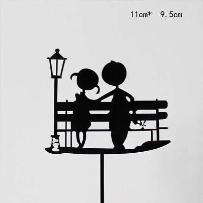 Happy Birthday Acrylic Cake Topper Cake Decoration Golden Silver Party - Black-Street lamp couple