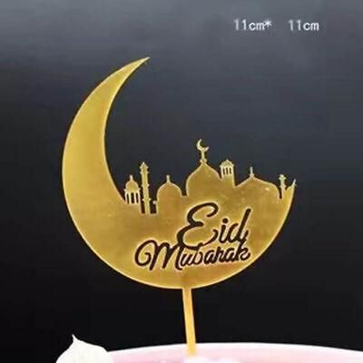 Happy Birthday Acrylic Cake Topper Cake Decoration Golden Silver Party - Gold-Moon Castle
