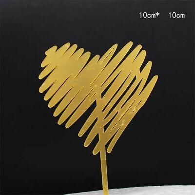Happy Birthday Acrylic Cake Topper Cake Decoration Golden Silver Party - Gold-Stripe Heart