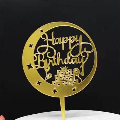 Happy Birthday Acrylic Cake Topper Cake Decoration Golden Silver Party - Gold-Moon Star Cake Birthday