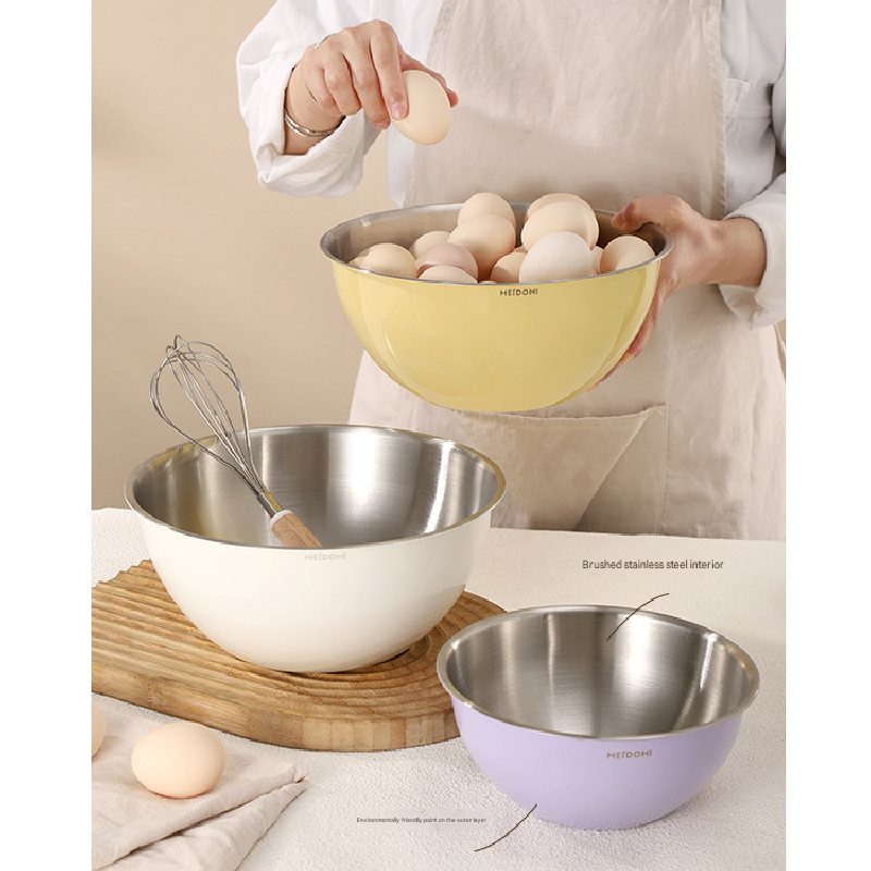 Yellow Stainless Steel Mixing Bowl Set with Colander – Double-Layer Kitchen Basin for Salad, Washing, Mixing &amp; Baking