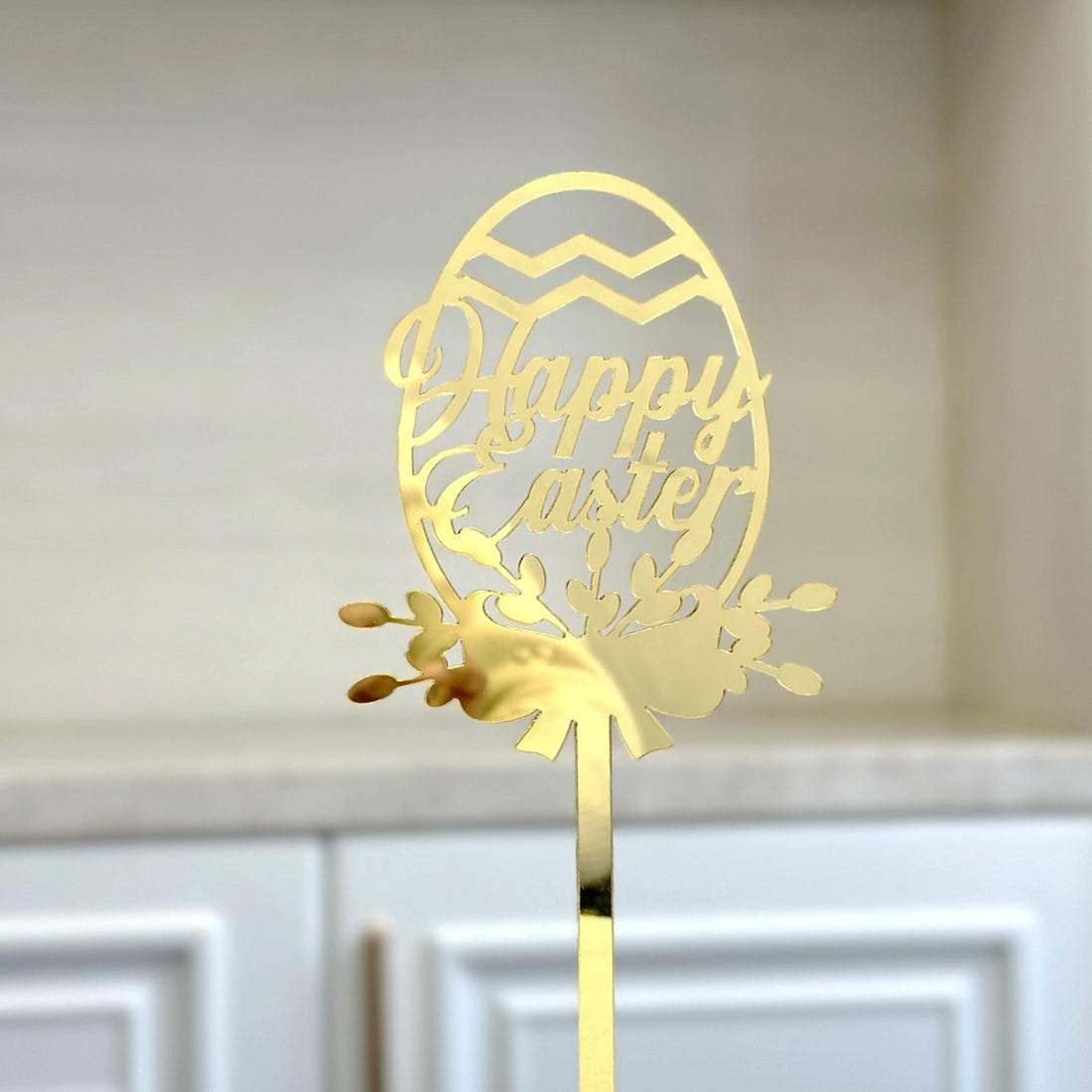 10-Piece Set of Elegant Easter Cake Toppers – Gold Acrylic "Happy Easter" Decorations with Bunny & Egg Designs, Perfect for Party Cakes and Festive Table Settings(Style 1)