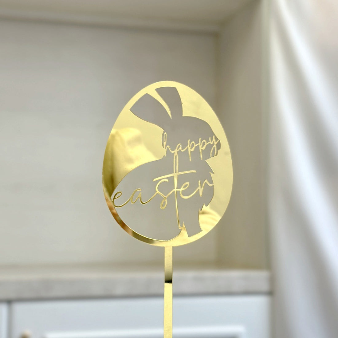 10-Piece Set of Elegant Easter Cake Toppers – Gold Acrylic "Happy Easter" Decorations with Bunny &amp; Egg Designs, Perfect for Party Cakes and Festive Table Settings(Style 2)