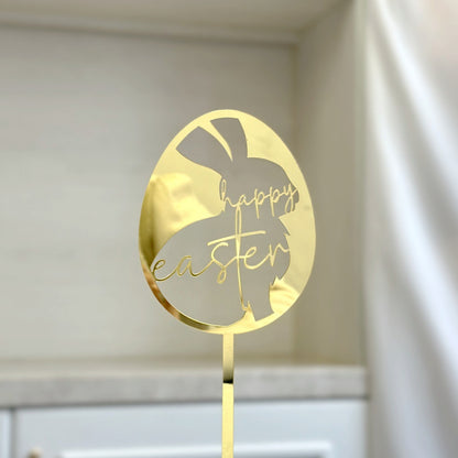 10-Piece Set of Elegant Easter Cake Toppers – Gold Acrylic "Happy Easter" Decorations with Bunny &amp; Egg Designs, Perfect for Party Cakes and Festive Table Settings(Style 2)