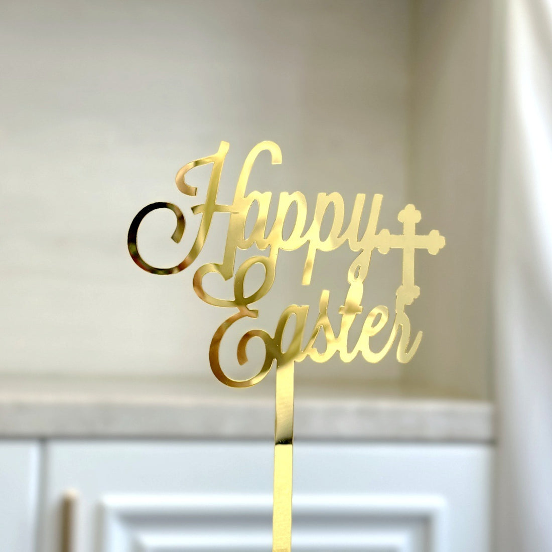10-Piece Set of Elegant Easter Cake Toppers – Gold Acrylic "Happy Easter" Decorations with Bunny &amp; Egg Designs, Perfect for Party Cakes and Festive Table Settings(Style 5)