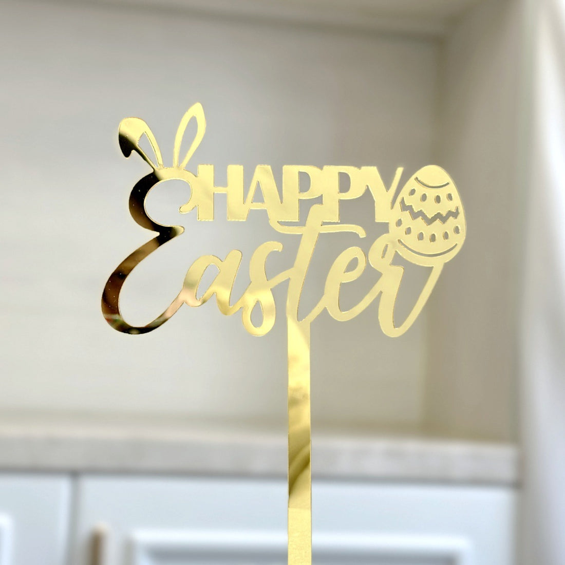 10-Piece Set of Elegant Easter Cake Toppers – Gold Acrylic "Happy Easter" Decorations with Bunny &amp; Egg Designs, Perfect for Party Cakes and Festive Table Settings(Style 6)