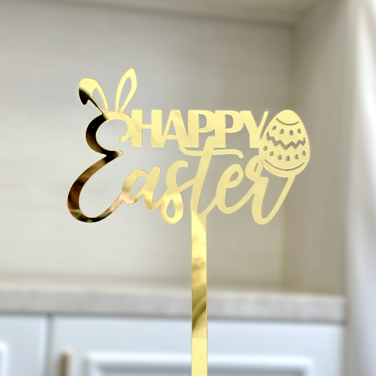 10-Piece Set of Elegant Easter Cake Toppers – Gold Acrylic "Happy Easter" Decorations with Bunny &amp; Egg Designs, Perfect for Party Cakes and Festive Table Settings(Style 6)