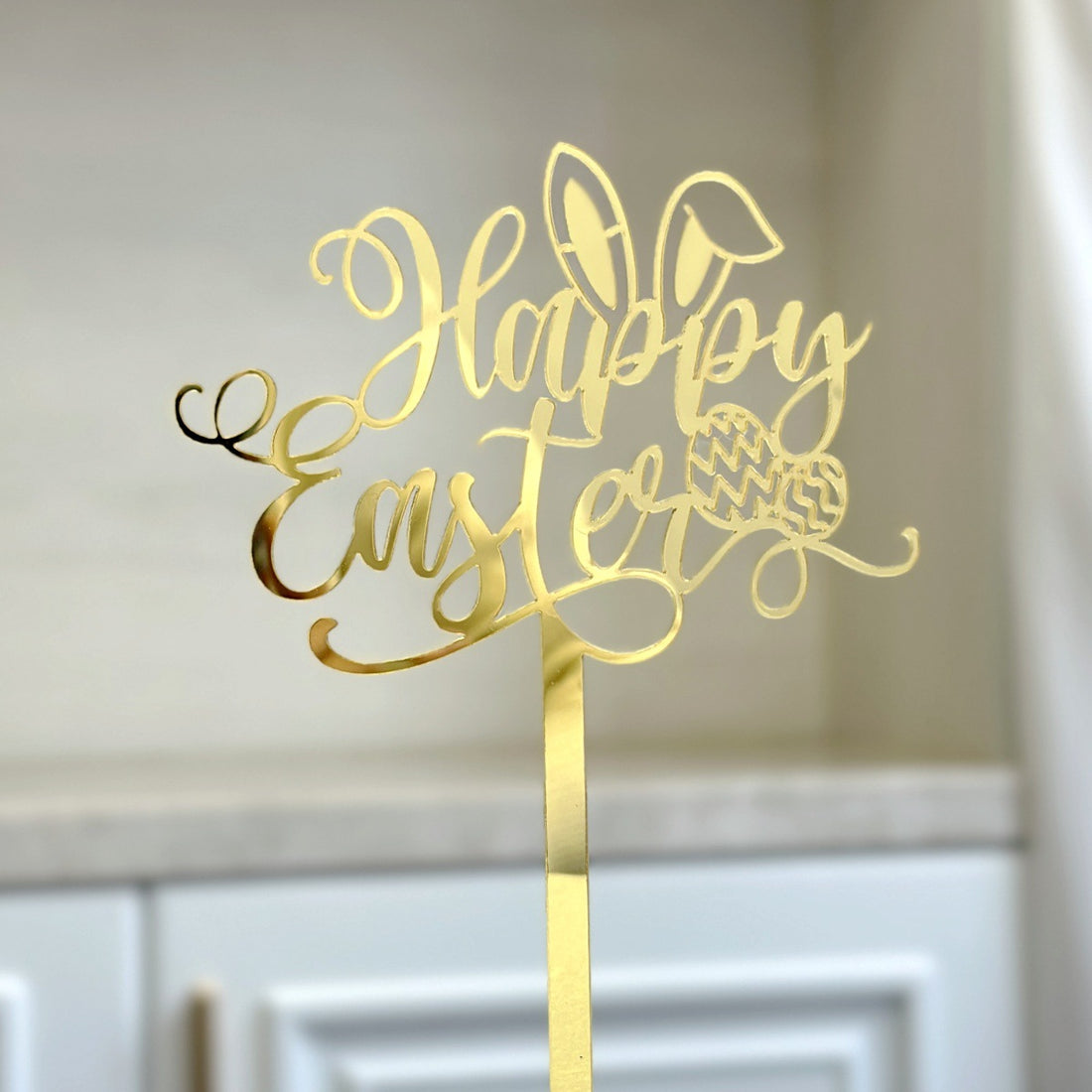 10-Piece Set of Elegant Easter Cake Toppers – Gold Acrylic "Happy Easter" Decorations with Bunny &amp; Egg Designs, Perfect for Party Cakes and Festive Table Settings(Style 7)