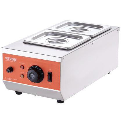 Chocolate Tempering Machine, 2 Tanks Chocolate Melting Pot with TEMP Control, 800W Stainless Steel Electric Commercial Food Warmer For Chocolate/Milk/Cream Melting and Heating