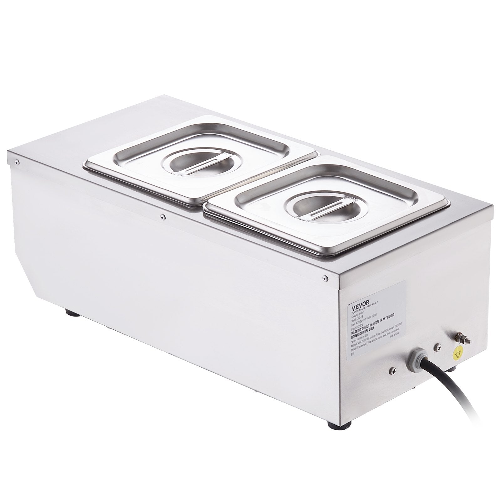 Chocolate Tempering Machine, 2 Tanks Chocolate Melting Pot with TEMP Control, 800W Stainless Steel Electric Commercial Food Warmer For Chocolate/Milk/Cream Melting and Heating